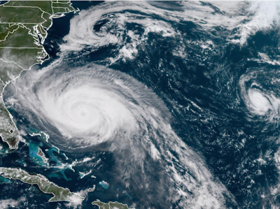 Hurricane Maria (and little Hurricane Lee to the right) on Sunday, September 24th